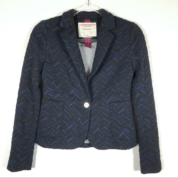 Anthropologie Jackets & Blazers - Anthropologie Cartonnier black/blue lined jacket sz.00